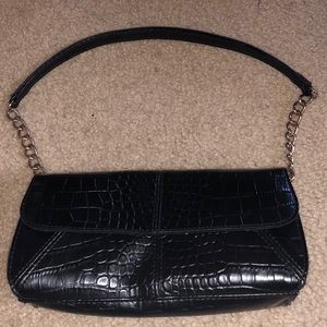 LIZ CLAIBORNE - Black Mini Faux Croc Bag